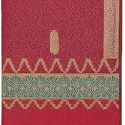 Luxurious Maroon-Gold Gradient Shawl with Regal Teal Border Detailing-image-70