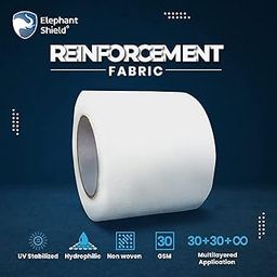 Elephant Shield Multi Application Reinforcement Fabric, UV Stabilized & Hydrophilic For Waterproof to Roof/Crack Patch/Wall Repair/Fiber Wall Coating/Plastering Mesh- 4 inch X 50 Mtr Roll 30 GSM-29