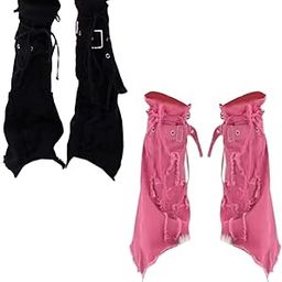 Leg Warmers Punk Y2K Cute Drawstring Strap Japanese Fairy Grunge Leg Warmers Black-image-78
