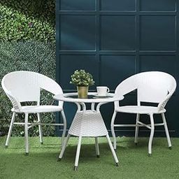City Outdoor Furniture Garden Patio Chair Sets Wicker Garden Indoor Outdoor Patio Balcony Coffee Table Set Furniture Powder Coated Frame (White)-image-13