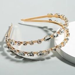 Double-Layer Gold Tiara with Sparkling White Stones, Elegant Wedding Crown-image-99
