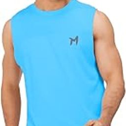 Solid Sleeveless Cotton Regular Fit Mens Stylish Top Tanks Vest T-Shirt -Ocean Blue-image-79