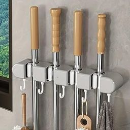 DREHOTRY Heavy-Duty Wall-Mounted Mop and Broom Holder Stand | Durable Storage Solution for Mops, Brooms, and Cleaning Tools | Space-Saving Organizer with Adjustable Hooks for Home-image-73