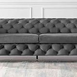 Gaimrao ! 3 Seater Sofa Chesterfield Style Velvet Round Arm Super comfirtable Three Seater Lounge Sofa Full Cultting Luxury for Living Room Bedroom Reception and Office (Grey)-image-32