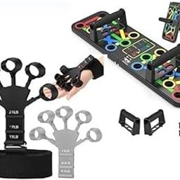 VD Fitz Combo of 15 in 1 Pushup Board for Strength Training and Finger Resistance Band, Fitness and Exercise Equipment for men & woman, Home & Gym Exercise Equipment for Chest, Shoulder, Triceps Workout (Pack of 2)-5