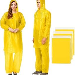 GOLDEN UNISEX PONCHO - RAIN SUIT & PANTS - SET OF 4 | HOODED – FULL SLEEVES | LIGHTWEIGHT, REUSABLE & PORTABLE | FOR TRAVEL, CAMPING, HIKING, FISHING & EMERGENCY USE-image-11
