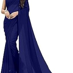 SAREES Women's Regular Fit Solid Plain Bollywood Georgette Saree with Matching Blouse Piece | Stylish, Comfortable & Fancy Saree for Weddings, Parties, Casual Outings, Festivals | Ideal for Gift-image-21
