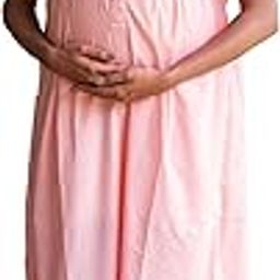 Maternity & Nursing Gown – Soft & Comfortable Floral Wreath Print | Stylish Pregnancy & Breastfeeding Nightwear | Full-Length, Easy Nursing Access-image-43