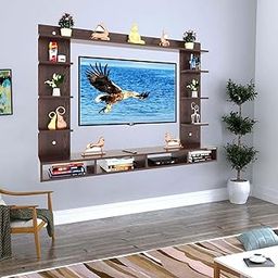 Odestar Marco Engineered Wood TV Entertainment Unit Set Top Box Stand | TV Cabinet for Living Room with Wall Shelf Display Rack, Wall Mounted TV Unit - Ideal for Upto Size 43 Wenge-picture-6