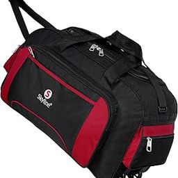 Skyline 80 L Strolley Duffel Bag - Travel Duffle Bags with Wheels (Black/RED)-image-105
