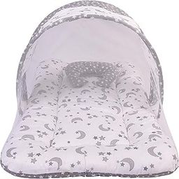 Toddylon Baby Bed New Born Baby Bedding Set Combo | Sleeping Bag | Mattress | Mosquito Net | Insect Protector | Carry Nest | Sleeping Essentials | Infants (0-6 Months, Grey, Baby Size, Cotton)-12