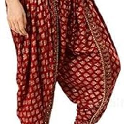 Women's Solid Rayon Afgani Harem Pants | Palazzo | Pyjama - Free Size (28 Till 36) Pack of 1 (Rayon & Cotton, Maroon)-image-60