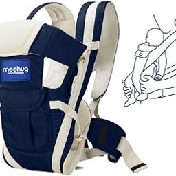 Meehug Premium 4-in-1 Adjustable Hands-Free Baby Carrier and Sling Bag with Secure Buckle Straps and Comfortable Head Support, Suitable for Infants Aged 0-18 Months. | Color : Nevy Blue-image-26