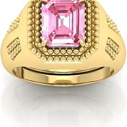 13.25 Ratti 12.00 Carat Pink Sapphire Gold Plated ring Gold Plated Ring Astrological Adjustable Ring Size 16-22 for Men and Women-image-81