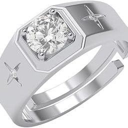 Pure 925 Sterling Silver Star Solitaire Men Ring |Size Adjustable, Platinum Plated, Swiss Zirconia | Gift for Men & Boys-image-42