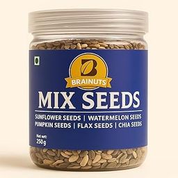 Brainuts Mix Seeds with Sunflower, Watermelon, Pumpkin, Flax and Chia Seeds, 250g-image-79