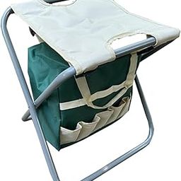 CALANDIS™ Garden Folding Stool with Tool Tote Hiking Backpacking Stool for Yard Garden Beige Green-image-32