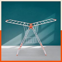 Bathla Foldable Clothes Drying Stand - Neo | 26 Drying Rails - 45 Feet Drying Length | Lightweight, Alloy Steel | Bright Orange | 2 Year Warranty-32