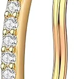 via mazzini Gold Plated Lustrous Curve Crystal Fake Nose Hoop Rings False Nose Ring Non Piercing Clip On Nose Hoop Rings Body Jewelry (NR05103) 1 Pc Only-picture-25