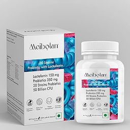 Lactoferrin Supplement with Probiotics 50 Billion CFU For Men & Women with 20 Strains - Stimulates Immune System Regulates Iron Metabolism Digestion and Immunity Support (60 Veg Capsules)-80