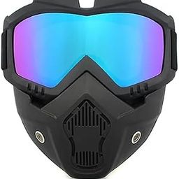 SPITEN Motorcycle Goggle mask Anti Scratch UV Protective Face Mask, Bike Riding Goggles Mask with Detachable Face Mask, Adjustable Elastic Strap Goggles Mask for Helmet - (Rainbow Visor)-image-5