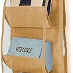 DOUBLE R BAGS Dust Proof Hanging Handbag Purse Organizer With 4 Large Compartments & Hanger For Wardrobe, Closet Storage With Zipper. (Beige, Pack of 1)-image-56