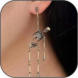 Halloween Skeleton Earrings for Women Skull Dangle Earrings Gothic Halloween Skull Earrings Simulation Skeleton Removable Earrings Punk Spooky Earrings for Halloween Costumes Accessories-image-29