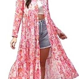 Women's Abstract Print Chiffon Crop Shrug for Women|Full Straight Sleeve Tie-UP Neck|One Piece Casual College Office Wearable Fashionable Party Outfit for Ladies-29