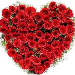 50 Roses Fresh Flowers Heart Shape Arrangement (Red)-image-44