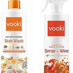 Vooki Nature Powered Natural Dish Wash Gel and Ecofriendly Hard Stains Spray and Wipe - 500 Ml Each, (Combo Pack of 2)-image-57