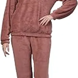 klotthe Stylish Hooded Woolen Winter Night Suits for Women | Latest Woollen Tops & Pyjama Night Dresses for Women | Ladies Night Suit Dress Wear Combo Set-picture-38