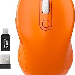 WisFox 2.4G Wireless Mouse for Laptop, Ergonomic Computer Mouse with USB Receiver and Type-C Adapter, 3 Adjustable Levels, 6 Button Cordless Wireless Mice for Windows Mac PC Notebook (Orange)-image-18