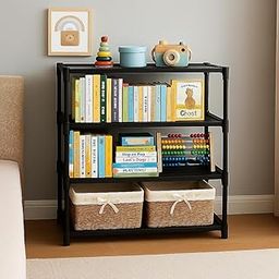 SUBEKYU 7 Layer Multipurpose Bookshelf Rack Waterproof Plastic Book Storage Shelf for Home, Study Room, Living Room Office DIY Free-Standing Organizer for Books Durable & Lightweight (4 Tier)-image-88