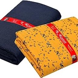 KUNDAN SULZ GWALIOR Men's 100% Pure Cotton Printed Shirt & Trouser Fabric Combo Set (Navy Blue & Khaki-01; 1.20 & 1.60 Meters)-10