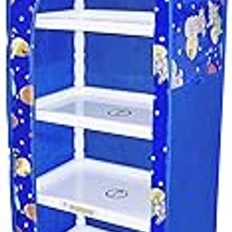 FLIPZON Multipurpose 6 Shelve Baby Wardrobe (Unbreakable Material) - Animal Blue, Pack of 1, Plastic, 149 Cm, 46 Cm-3