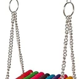 KSK Parrot Cage Hammock Swing 8.5" Colorful Wooden Swing for Parrot Parakeet Budgie Cockatiel Cage with Metal Chain and Clasp (1 Pack)-image-5