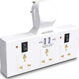 DRUDRAYA Power Champ 2.0 Cordless Extension Board with USB Ports | 3 Universal Sockets with Individual Switch Buttons | LED Indicators | Short Circuit Protection (White)-picture-21