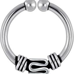 92.5-925 Sterling Silver 10mm Clip-On No-Piercing Required Nose/Septum Ring For Women And Girls Pure Silver (NR05075) 1 Pc Only-image-1