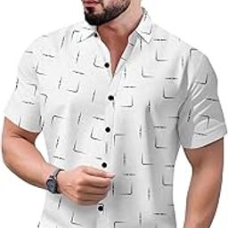 Men's Striped Slim Fit Half Sleeves Stratchable Printed Shirt.-3