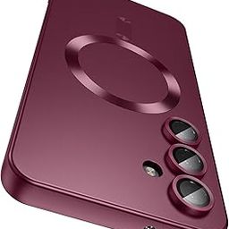 DIZORO Samsung A56 Case, Compatible with Mag Safe Back Cover, Matte Luxury Metallic Luster Flexible TPU Wireless Charging Shockproof Case with Camera Protector (Wine Red)-image-63