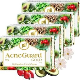 Pil Acneguard Gold Soap with Goodness of Natural Ingredients | Clears Pores, Pimples, Acne, Black & Whiteheads- For Face & Body | Lightens Blemishes | Trusted By Dermatologists (400g, Pack of 4)-image-93