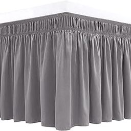 Biscaynebay Wrap Around Bed Skirts for King & Cal King Beds 16" Drop, Silver Grey Adjustable Elastic Dust Ruffles Easy Fit Wrinkle & Fade Resistant Silky Luxurious Fabric Solid Machine Washable-11