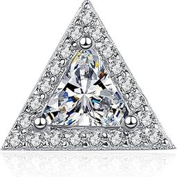 0.5 ct Single Piece Sterling Silver Moissanite Stud Earrings for Men; Triangle Cut; GRA Certified; D VVS1-image-13