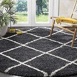 FR Creations Modern Round Shaggy Carpets |Bedside Runner| Rugs for Hall, Offices, Kitchens, Bedroom, Living Room and Cabins (4x4 Feet)-Multicolor-image-7