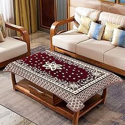 LUXURY CRAFTS Attractive & Beautiful Design Chenille 4 Seater(36X54 Inches) Center Rectangular Table Cover (Maroon)-image-1