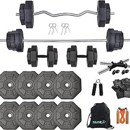 StarX Hexa PVC Weight Plates with 3Ft Curl Rod and 5Ft Straight Rod with Home Gym Set Gym Accessories (16)-picture-25