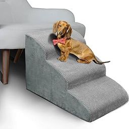 MEJYJEM 3 Steps High Density Foam Dog Stairs Ramps,Non-Slip Pet Steps for Older Dogs,Pet with Joint Pain, Sofa Bed Ladder for Cats-image-38