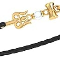 14K/18K/22K Yellow Gold Black Thread Rakhi For Brothers-image-19