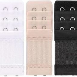 Women's Soft Comfortable Elastic Bra Extenders – 2 Hook, 3 Row Adjustable Bra Extension Strap | Stretchable Bra Band Extender for Perfect Fit and Comfort (Black, White, Nude)-1