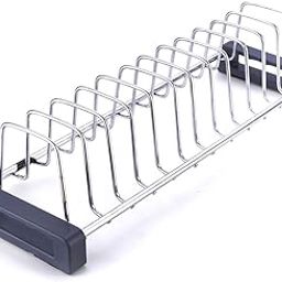 Stainless Steel Dish & Bakeware Rack - Space Saving Organizer for Kitchen Cabinets - Holds 10 Plates - Drying Stand for Plates - Home & Kitchen Organizer Rack-20